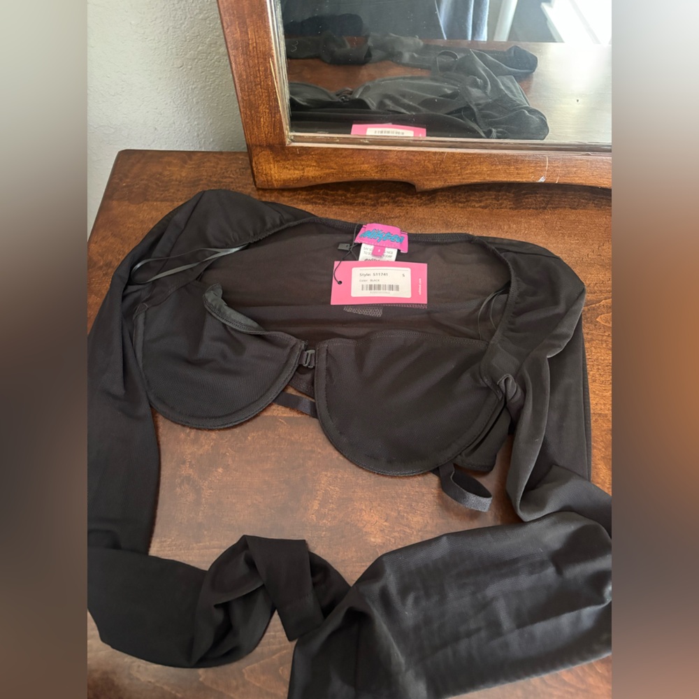 Edikted Black Bra Long Sleeve Corset Top